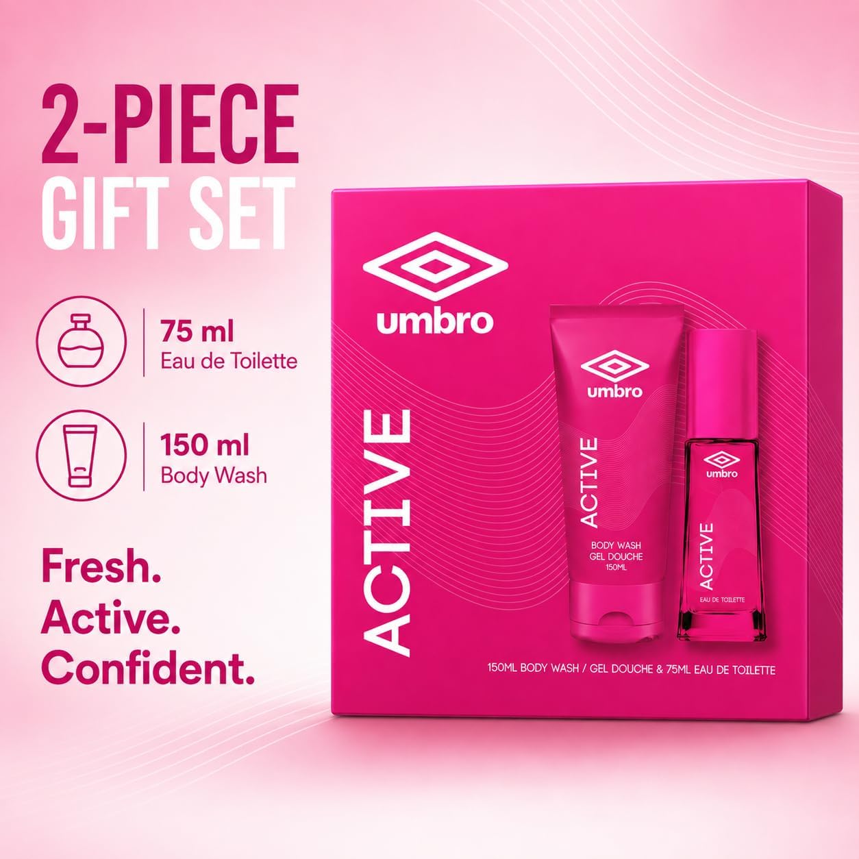 Umbro Active 2-Piece Gift Set 75 mL Eau de Toilette & 150 mL Body Wash