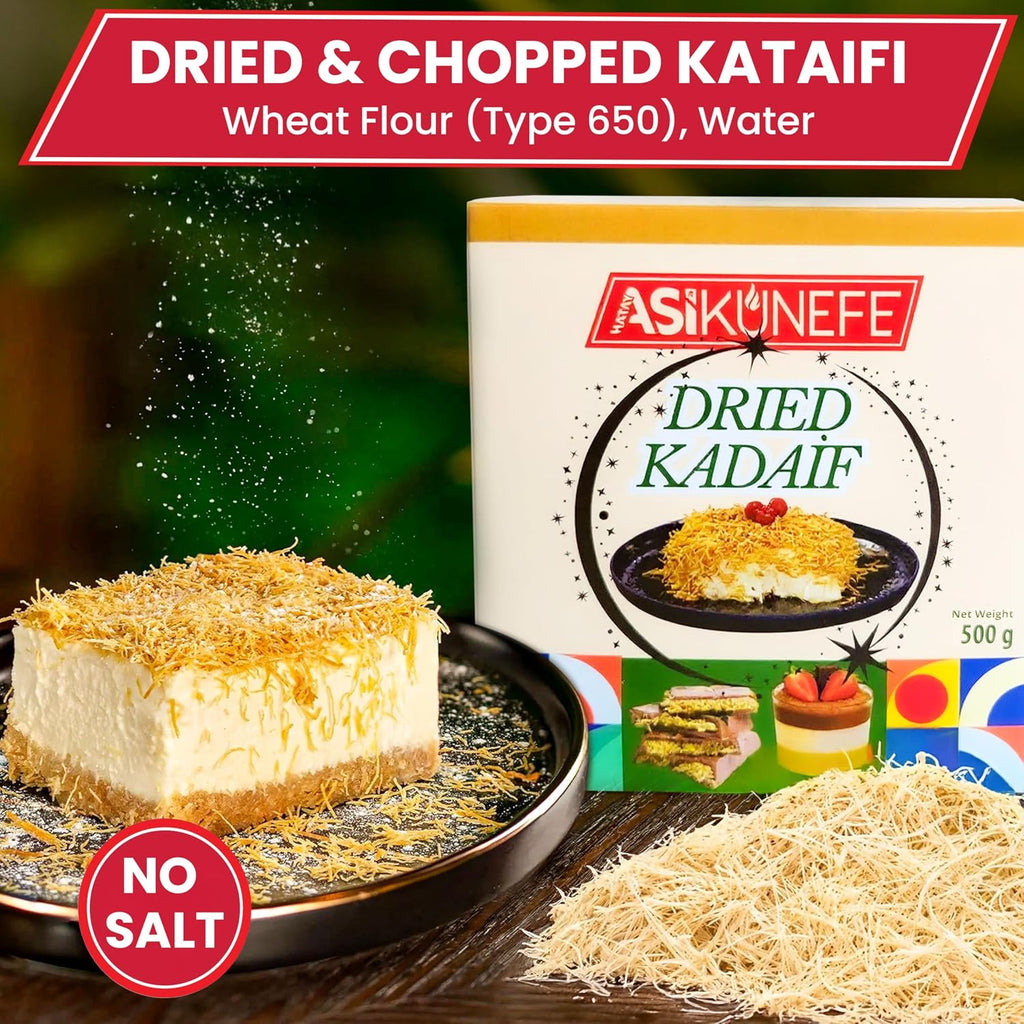 ASI Kataifi Shredded Fillo Dough, Dried Chopped Kataifi for Dubai Chocolate, Kataifi Pastry for Desserts and Sweet Treats/500gr(1.1lb)