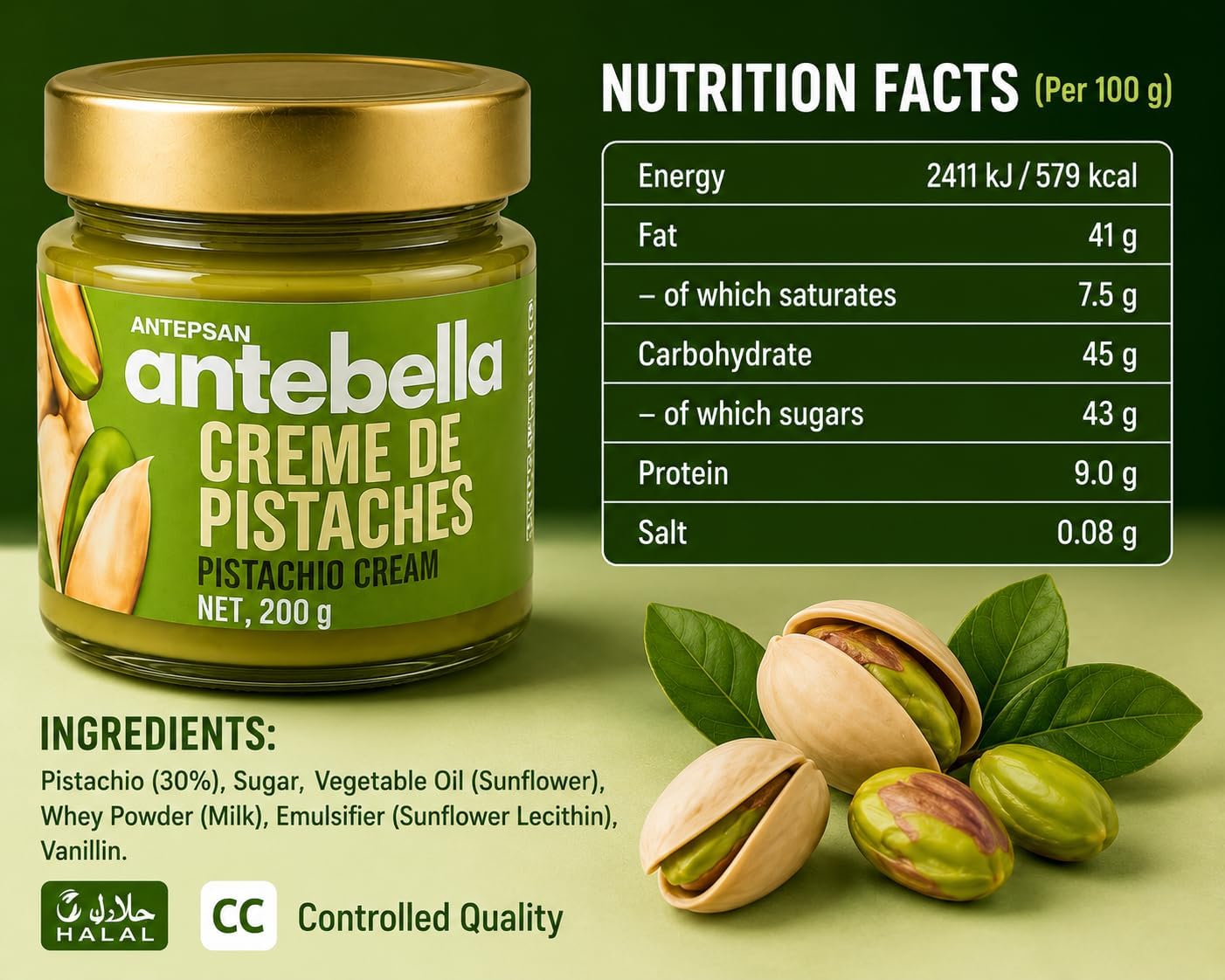 Antebella Pistachio Cream 200g and ASi Dried Roasted Kataifi 200g