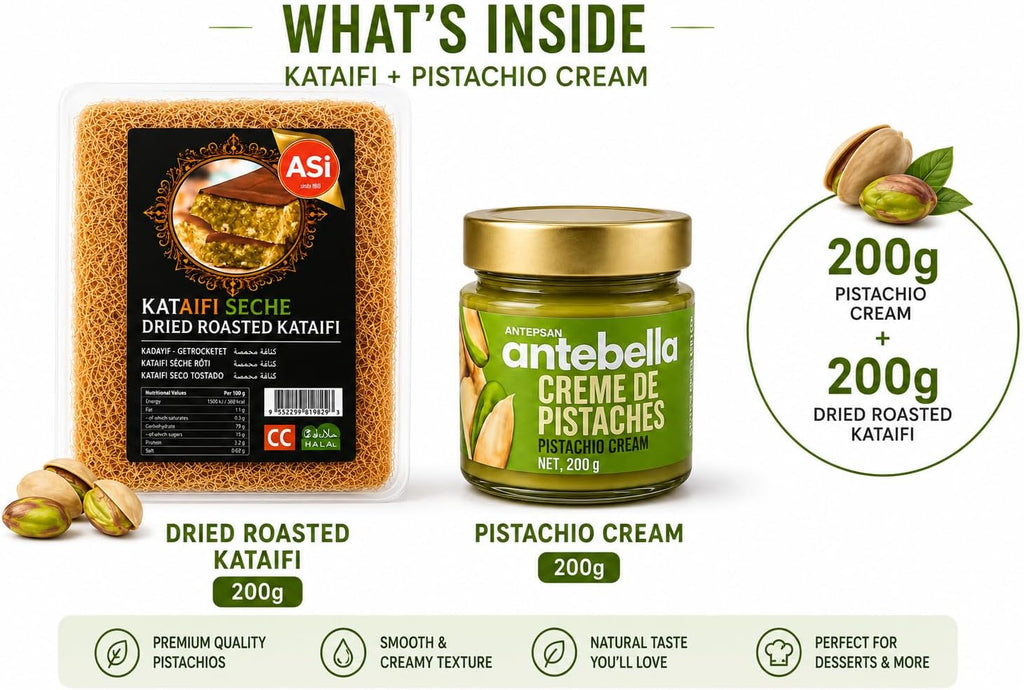 Antebella Pistachio Cream 200g and ASi Dried Roasted Kataifi 200g