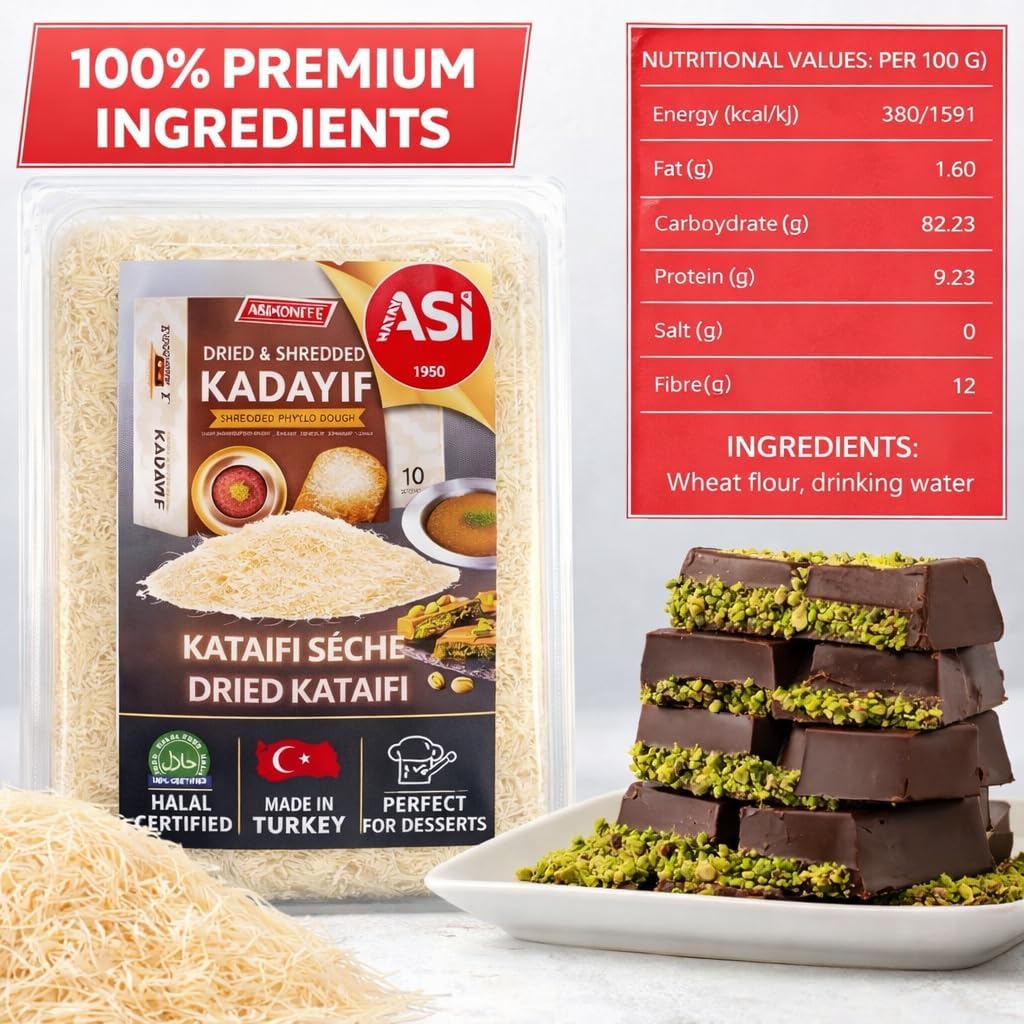 ASI Dried Kataifi Shredded Phyllo Dough, 200g, Kadayif Pastry for Kunafa, Baklava