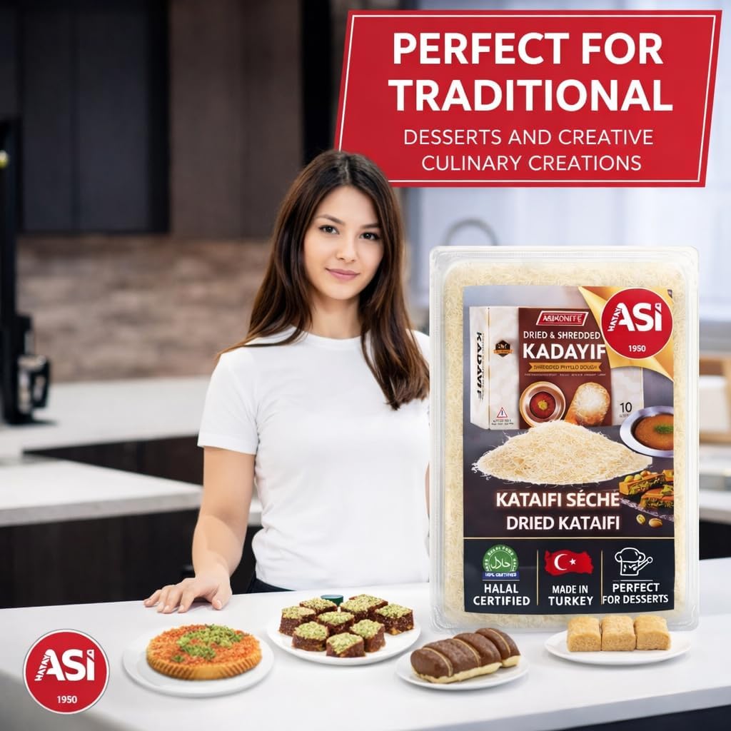 ASI Dried Kataifi Shredded Phyllo Dough, 200g, Kadayif Pastry for Kunafa, Baklava