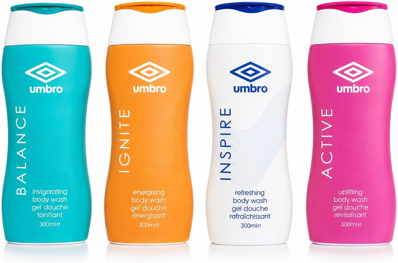Umbro Body Wash Set 4 x 300ml Balance Ignite Inspire Active