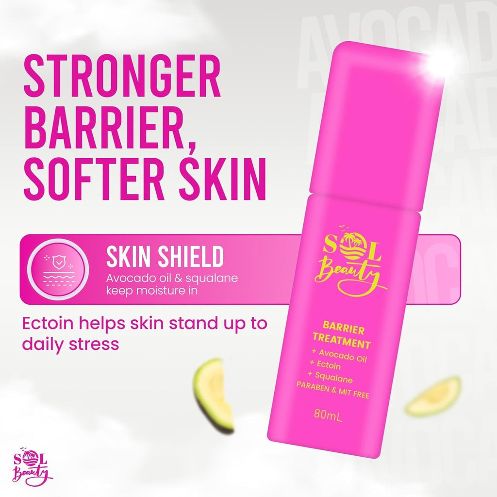 Sol Beauty Barrier Treatment Face Cream with Avocado Oil, Ectoin and Squalane, Paraben Free, 80ml