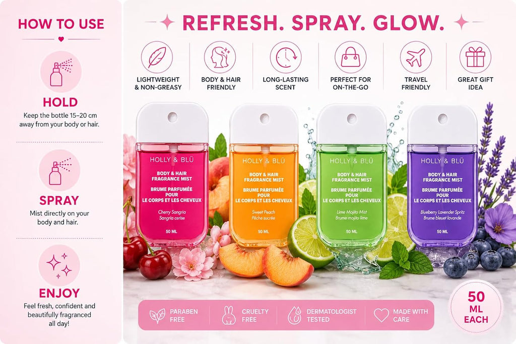 Holly & Blü Body & Hair Fragrance Mist 4-Pack, 50 mL Each