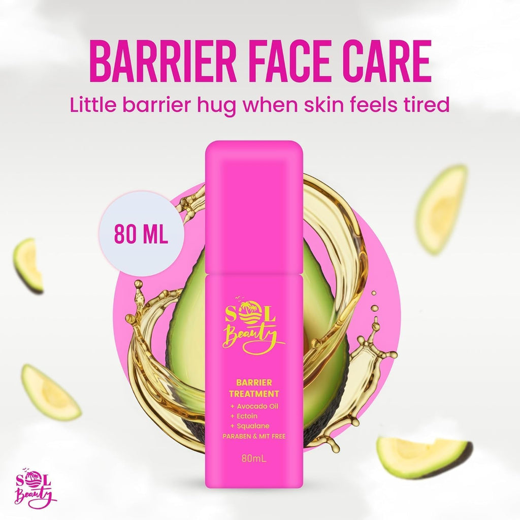 Sol Beauty Barrier Treatment Face Cream with Avocado Oil, Ectoin and Squalane, Paraben Free, 80ml