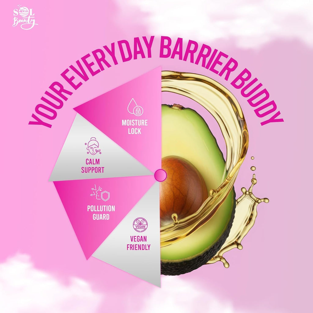 Sol Beauty Barrier Treatment Face Cream with Avocado Oil, Ectoin and Squalane, Paraben Free, 80ml