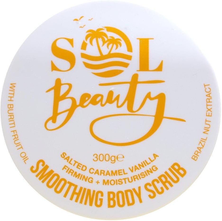 Sol Beauty Body Scrub Set, Watermelon, Salted Caramel Vanilla and Coconut, Moisturising, Smoothing and Brightening, Vegan, 300g Each, 3 Pack
